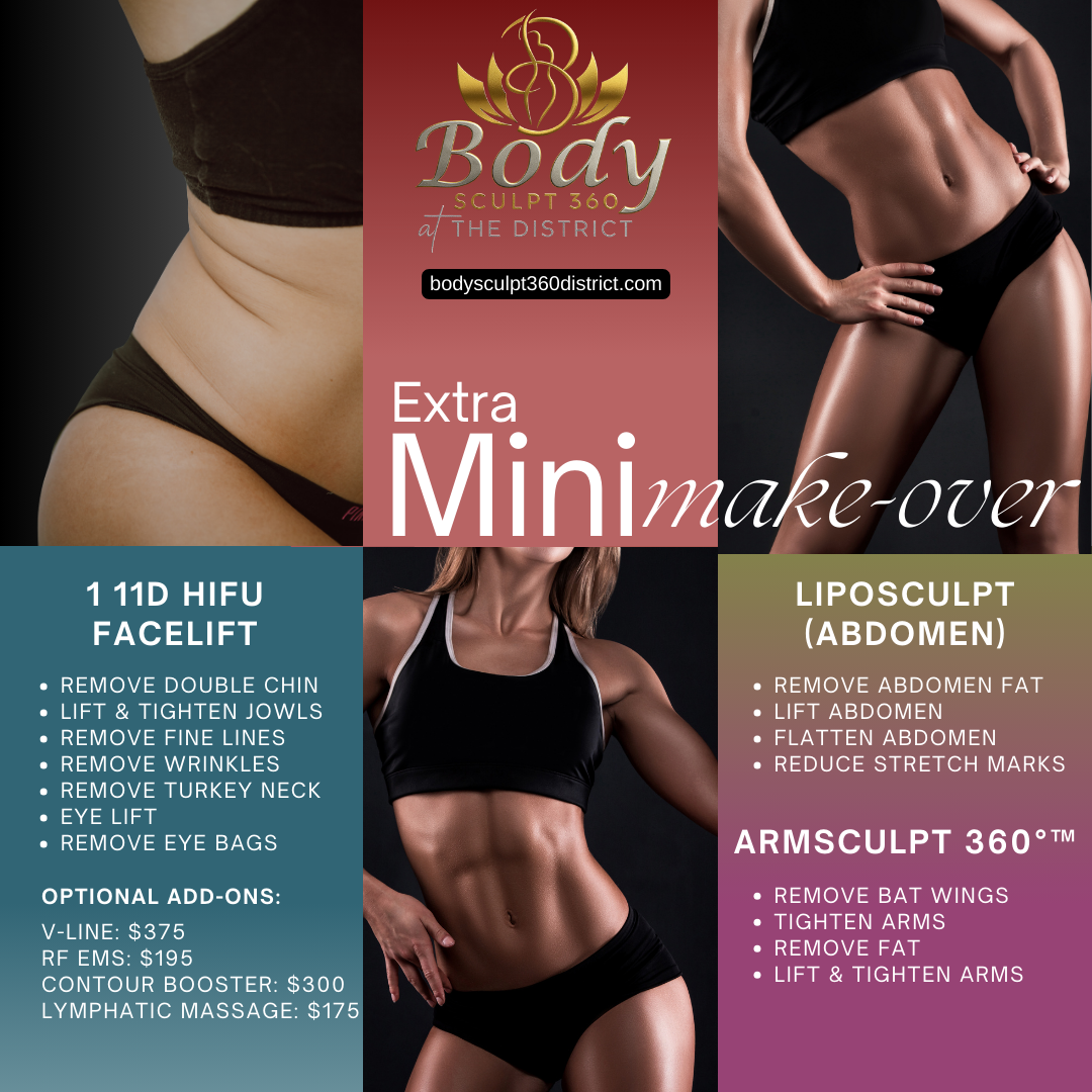 Extra Mini Make-Over (Face + Core + Arms) Body Sculpt 360° at The District